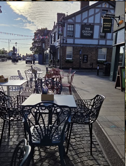 Moor Street in Ormskirk with local cafés and pubs