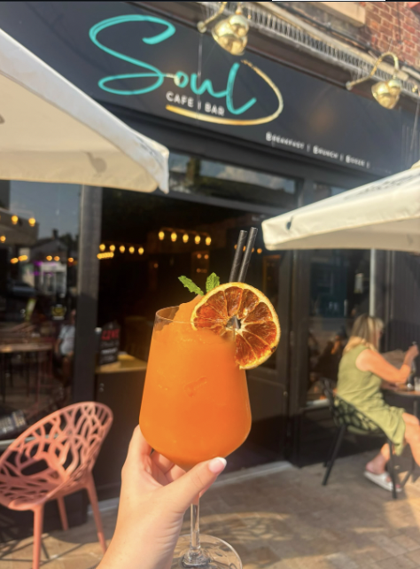 Cocktail outside Soul Cafe Bar on Moor Street, Ormskirk