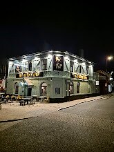 Exterior of The Golden Lion pub in Ormskirk at night
